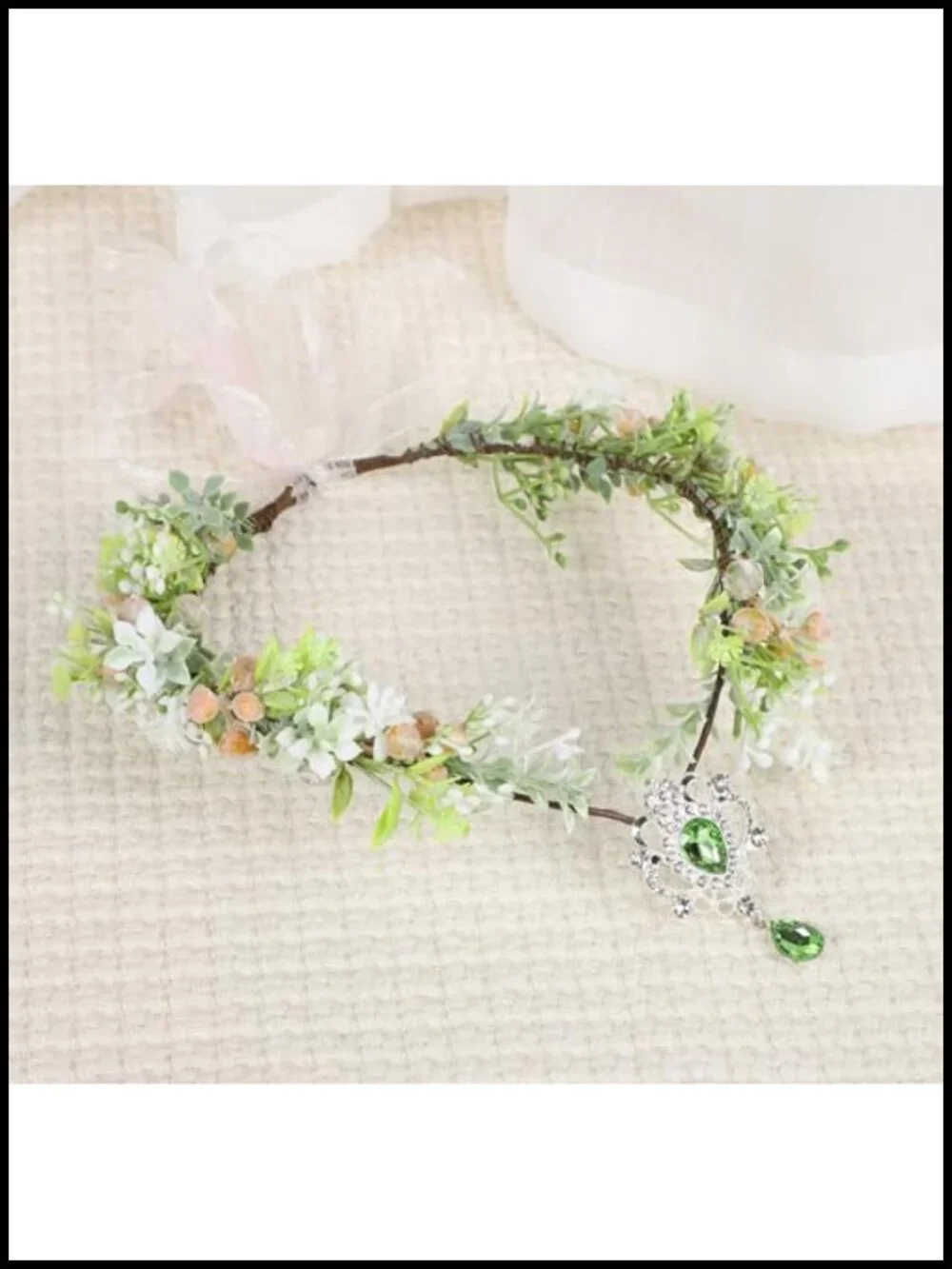 Floral Wedding Flower Crown Headband Adjustable Halo Hair Wreath